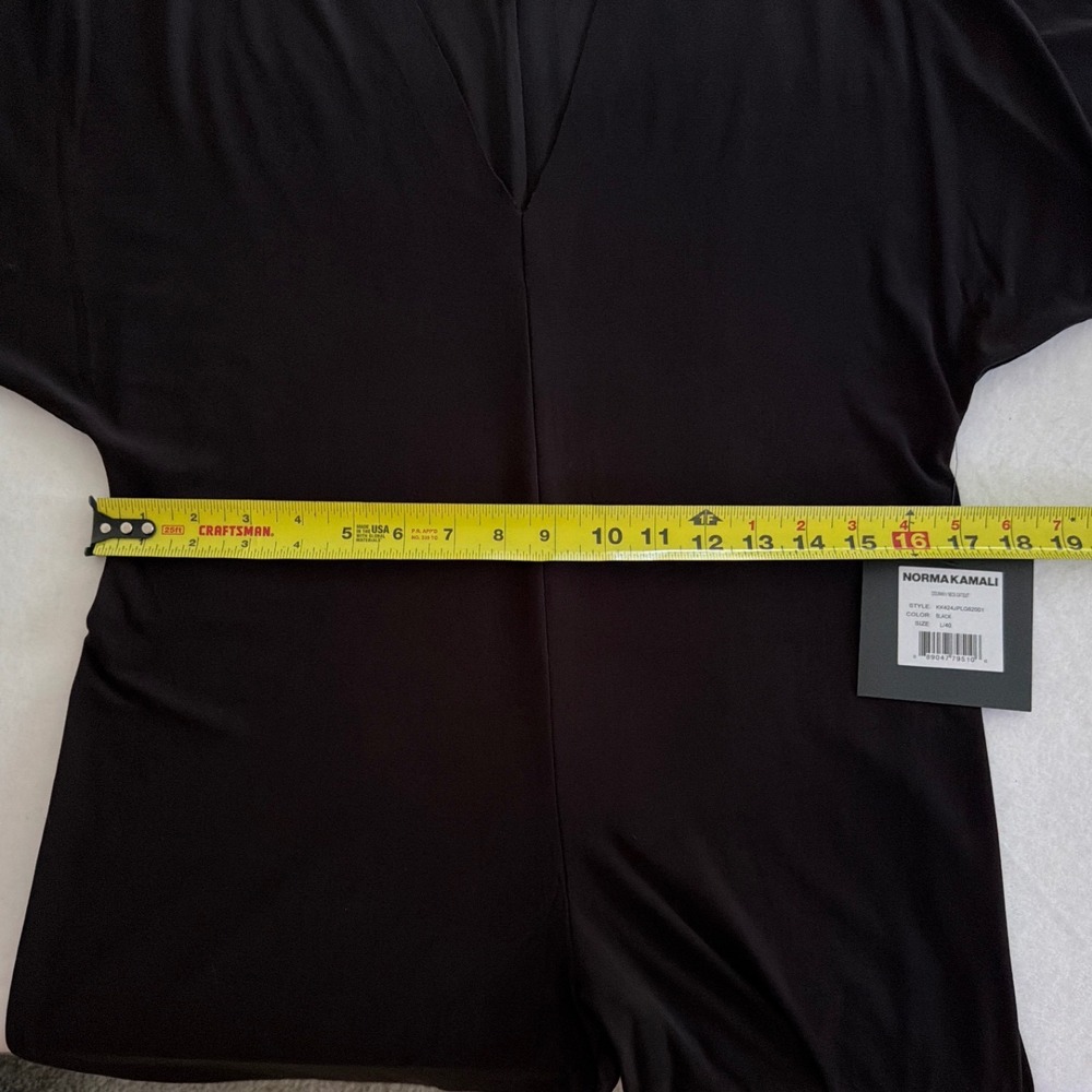 Norma‎ Kamali Dolman V Neck Catsuit Black Stretch Jersey Jumpsuit KK424JPLG62001 - Picture 10 of 14